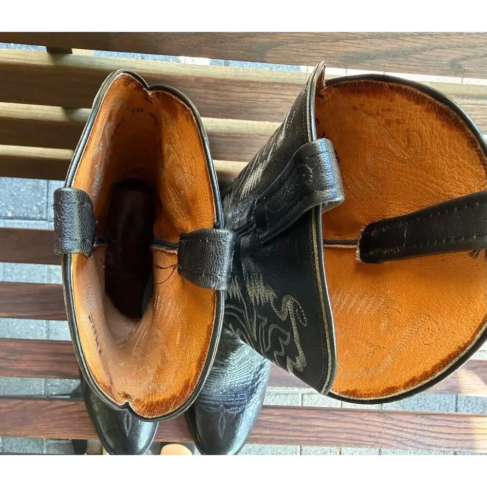 Lucchese 1883 Men's Black Leather Boots Size 10 2E VGC